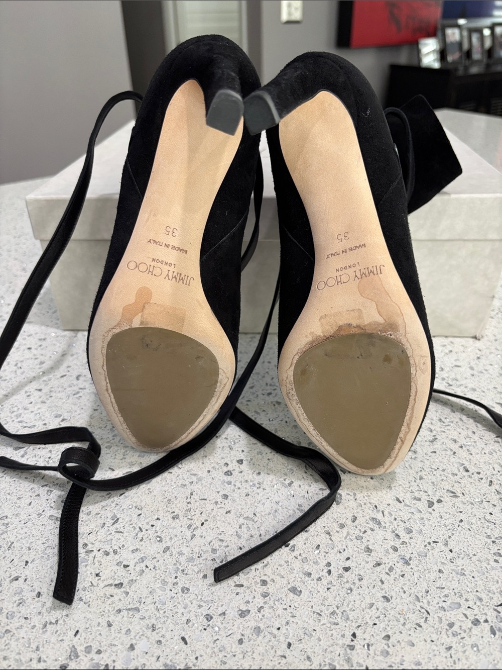 Jimmy Choo Black Suede Wrap-Ankle Heeled Boots - Picture 4 of 6